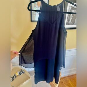 Dark Navy Sheer Sleeveless Dress